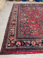 9’ x 12’1 Antique Berry Persian Dargazin Rug #2401 / 7x10 vintage rug - Blue Parakeet Rugs