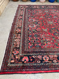 9’ x 12’1 Antique Berry Persian Dargazin Rug #2401 / 7x10 vintage rug - Blue Parakeet Rugs
