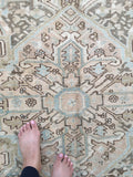 8’10 x 12’ Muted Vintage Persian Heriz Rug / 9x12 Large Vintage Rug (#1129) - Blue Parakeet Rugs