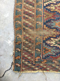 3’7 x5’2 Antique Caucasian Rug - Blue Parakeet Rugs
