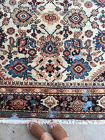 7’5 x 10’1 antique ivory Persian Mahal (#1258) / 8x10 large vintage rug - Blue Parakeet Rugs
