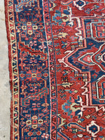 7’7 x 10’4 Antique Persian Heriz Rug #2786 - Blue Parakeet Rugs