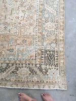 8’10 x 12’ Muted Vintage Persian Heriz Rug / 9x12 Large Vintage Rug (#1129) - Blue Parakeet Rugs