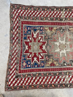 3’7 x 4’8 Antique Caucasus Rug #2582 / small vintage rug - Blue Parakeet Rugs