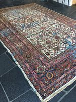 8'2 x 12'2 antique ivory Persian Mahal / large 8x12 vintage rug (#1244) - Blue Parakeet Rugs