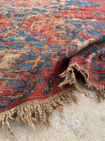 7’5 x 12’5 antique Soumak flat weave rug - Blue Parakeet Rugs