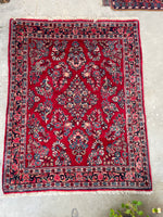 3’4 x 4’1 Vintage Persian Sarouk rug #1332 - Blue Parakeet Rugs