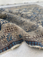 3’6 x 4’5 Worn Antique Caucasian rug #2464 - Blue Parakeet Rugs