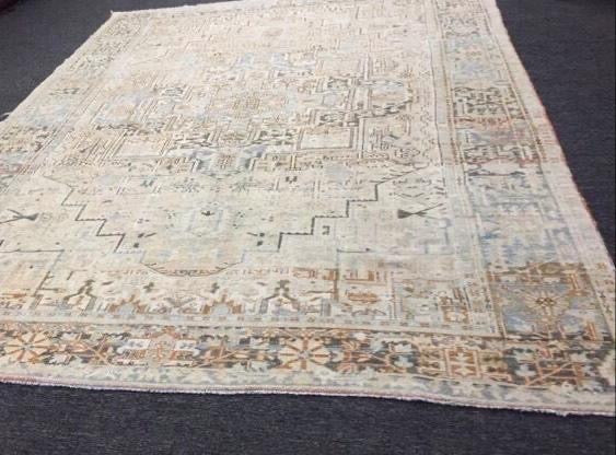 9’7 x 12’3 antique Persian Heriz - Blue Parakeet Rugs