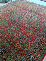 10'3 x 11’7 Antique 1920s village rug (#1371) - Blue Parakeet Rugs