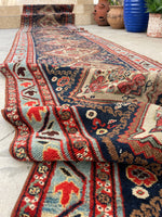 3’ x 14’9 Antique Persian Runner #2323 / Long Vintage Runner - Blue Parakeet Rugs