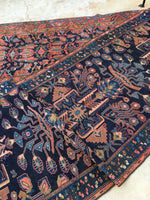 3’6 x 12’8 Indigo Blue Antique Bakhtiari Runner - Blue Parakeet Rugs