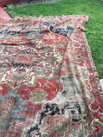 8'8 x 12'2 Rusty n Worn Serapi Heriz Rug - Blue Parakeet Rugs