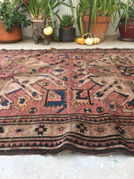 5 x 8 antique Cacausus rug with eagle art (#1294ML) - Blue Parakeet Rugs
