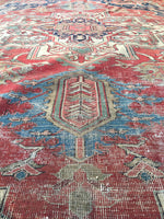 8'8 x 12'2 Rusty n Worn Serapi Heriz Rug - Blue Parakeet Rugs