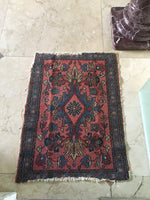 2’ x 2’9” Antique Love Worn Lilihan Rug - small antique rug - Blue Parakeet Rugs