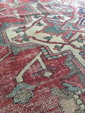 8'8 x 12'2 Rusty n Worn Serapi Heriz Rug - Blue Parakeet Rugs