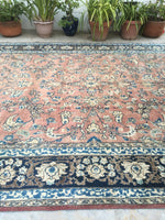 10x14 antique Persian Yazd Rug (#1027) - Blue Parakeet Rugs