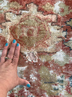 9’4 x 10’8 Love-worn Persian Mahal Rug / large distressed vintage rug (#1016) - Blue Parakeet Rugs