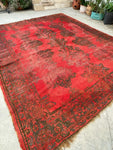 9'1 x 10'10" Worn Turkish Oushak Rug #JLH / 9x11 Turkish Rug / 9x11 Vintage Rug - Blue Parakeet Rugs