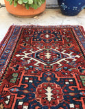 2’ x 2’8 Gharajeh Heriz scatter rug #391 - Blue Parakeet Rugs