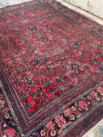9’ x 12’1 Antique Berry Persian Dargazin Rug #2401 / 7x10 vintage rug - Blue Parakeet Rugs