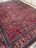 9’ x 12’1 Antique Berry Persian Dargazin Rug #2401 / 7x10 vintage rug - Blue Parakeet Rugs