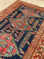3’4 x 4’10 Antique Malayer #2430 / Small Vintage  Rug - Blue Parakeet Rugs