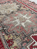 3’7 x 4’8 Antique Caucasus Rug #2582 / small vintage rug - Blue Parakeet Rugs