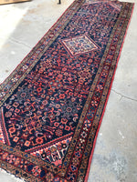 3'4 x 10’ Vintage Hamadan Runner - Blue Parakeet Rugs