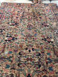 8’8 x 11’ Antique Persian Heriz Rug / 9x11 vintage rug (#1088) - Blue Parakeet Rugs