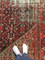 8’8 x 11’5 love worn antique Persian Hamadan rug (#1053) - Blue Parakeet Rugs