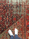 8’8 x 11’5 love worn antique Persian Hamadan rug (#1053) - Blue Parakeet Rugs