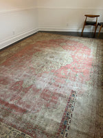 9'2 x 13'4 worn Antique Turkish Rug (#1369) - Blue Parakeet Rugs