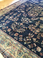 9'6 x 14'2 Indigo Blue Oversize floral design rug #372 - Blue Parakeet Rugs