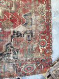 8'8 x 12'2 Rusty n Worn Serapi Heriz Rug - Blue Parakeet Rugs