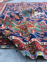3’5 x 3’11 Antique Heriz - Blue Parakeet Rugs