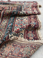5’5 x 9’8 Worn Antique Persian rug #2500/ 6x10 Vintage Persian rug - Blue Parakeet Rugs