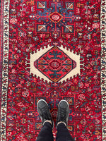 5’2 x 12’8 Vintage Persian Gharajeh Runner #2353 / 5x13 Vintage Runner - Blue Parakeet Rugs