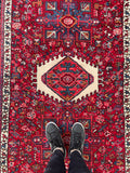 5’2 x 12’8 Vintage Persian Gharajeh Runner #2353 / 5x13 Vintage Runner - Blue Parakeet Rugs