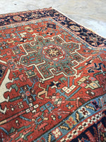 3’8 x 4’6 Antique Persian Heriz Jr (#978) - Blue Parakeet Rugs