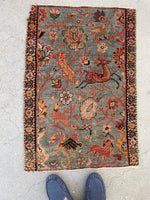 1’10 x 2’8 Antique Persian Tabriz Rug (#1932) - Blue Parakeet Rugs