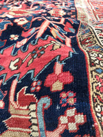 8’7 x 11’9 midnight blue Antique Heriz Rug / 9x12 vintage rug (#1083) - Blue Parakeet Rugs