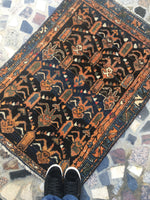 2’10 x 3’10 Persian Vintage Rug - Blue Parakeet Rugs