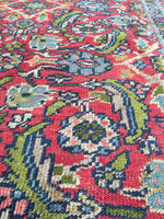 10'3 x 11’7 Antique 1920s village rug (#1371) - Blue Parakeet Rugs