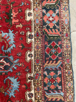 8’ x 10’3 Vintage Persian Heriz rug #2377 / Large Vintage Rug - Blue Parakeet Rugs
