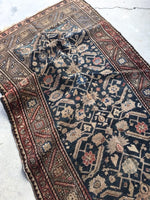 3’6 x 6’2 antique Persian Malayer / Small Vintage  Rug - Blue Parakeet Rugs