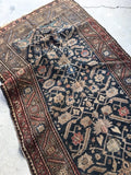 3’6 x 6’2 antique Persian Malayer / Small Vintage  Rug - Blue Parakeet Rugs