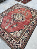 5’3 x 6’7 Vintage Persian Lilihan rug #2522 - Blue Parakeet Rugs