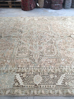 8’10 x 12’ Muted Vintage Persian Heriz Rug / 9x12 Large Vintage Rug (#1129) - Blue Parakeet Rugs